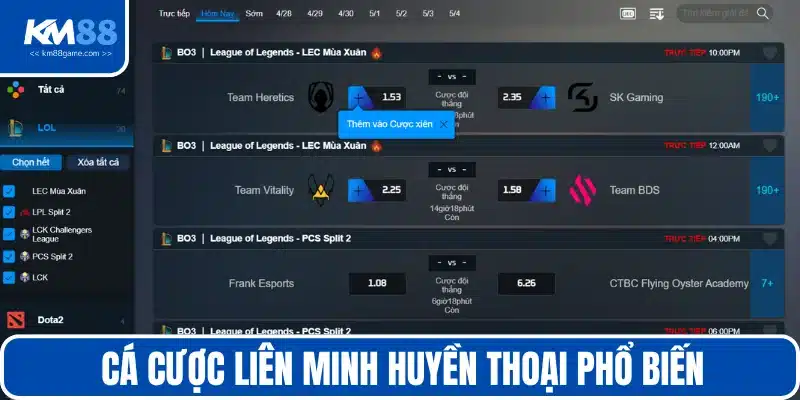 Cá cược Liên Minh Huyền Thoại hấp dẫn và phổ biến