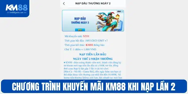 Chương trình khuyến mãi KM88 khi nạp lần 2